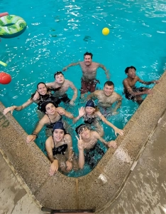 Saint Basil youth in a swimming pool for the aquatics program