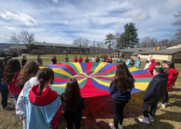 Youth participating in a game at the 2026 GOYA Retreat at Saint Basil Academy