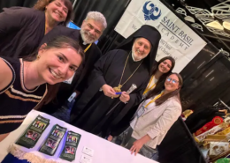 CL1 Staff and clergy with Archbishop Elpidophoros at the Saint Basil table at Clergy-Laity Congress