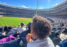 Yankees baseball game A view of Yankee Stadium from over the shoulder of a child