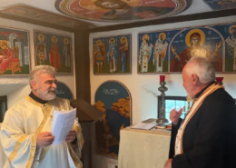 Saint Dionysios of Zakynthos Chapel Deacon Kyriakos and Father Costa in Saint Dionysios of Zakynthos Chapel